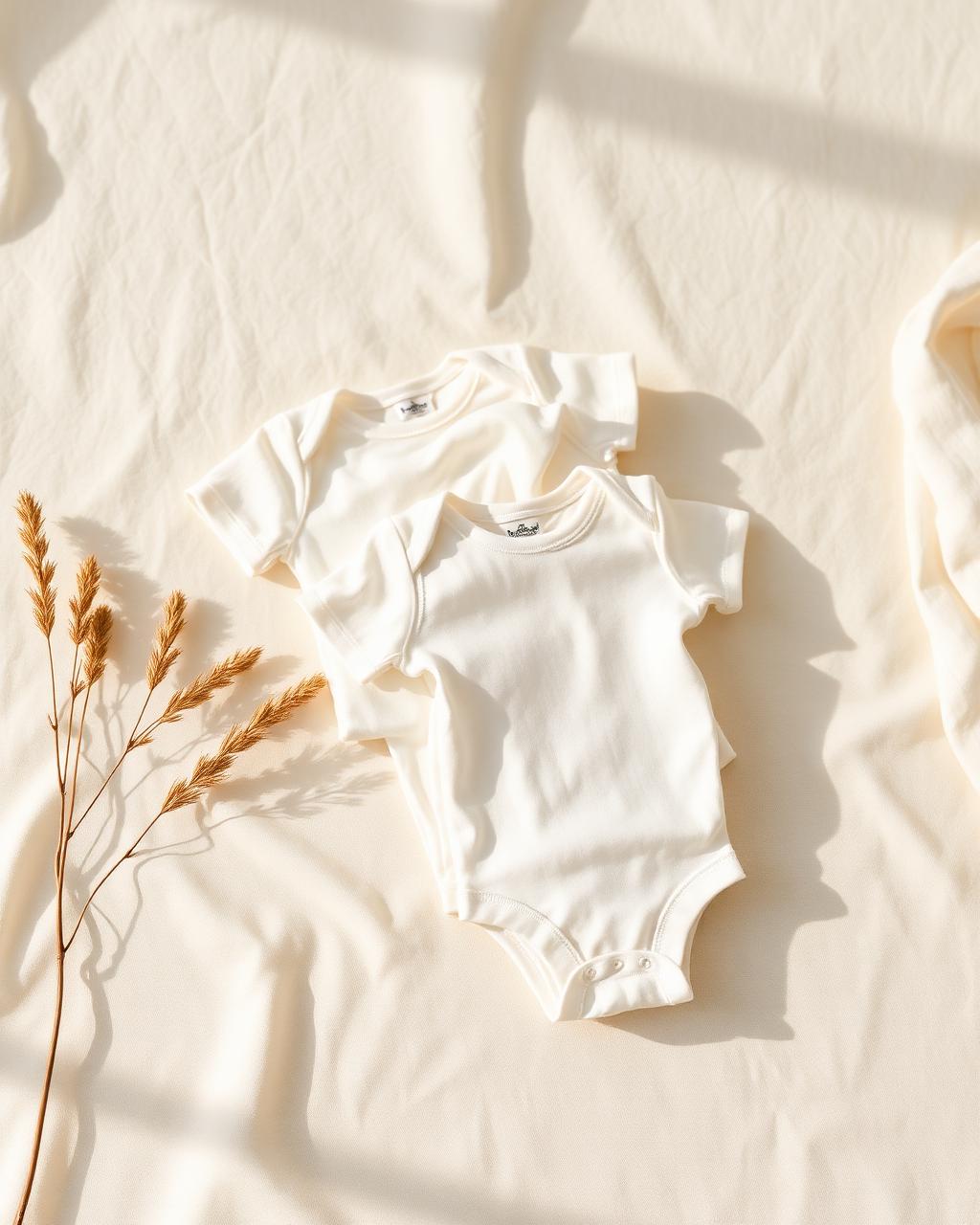 Organic cotton baby clothes EU — soft baby bodysuits from Spring Coton Belgium in ivory cotton