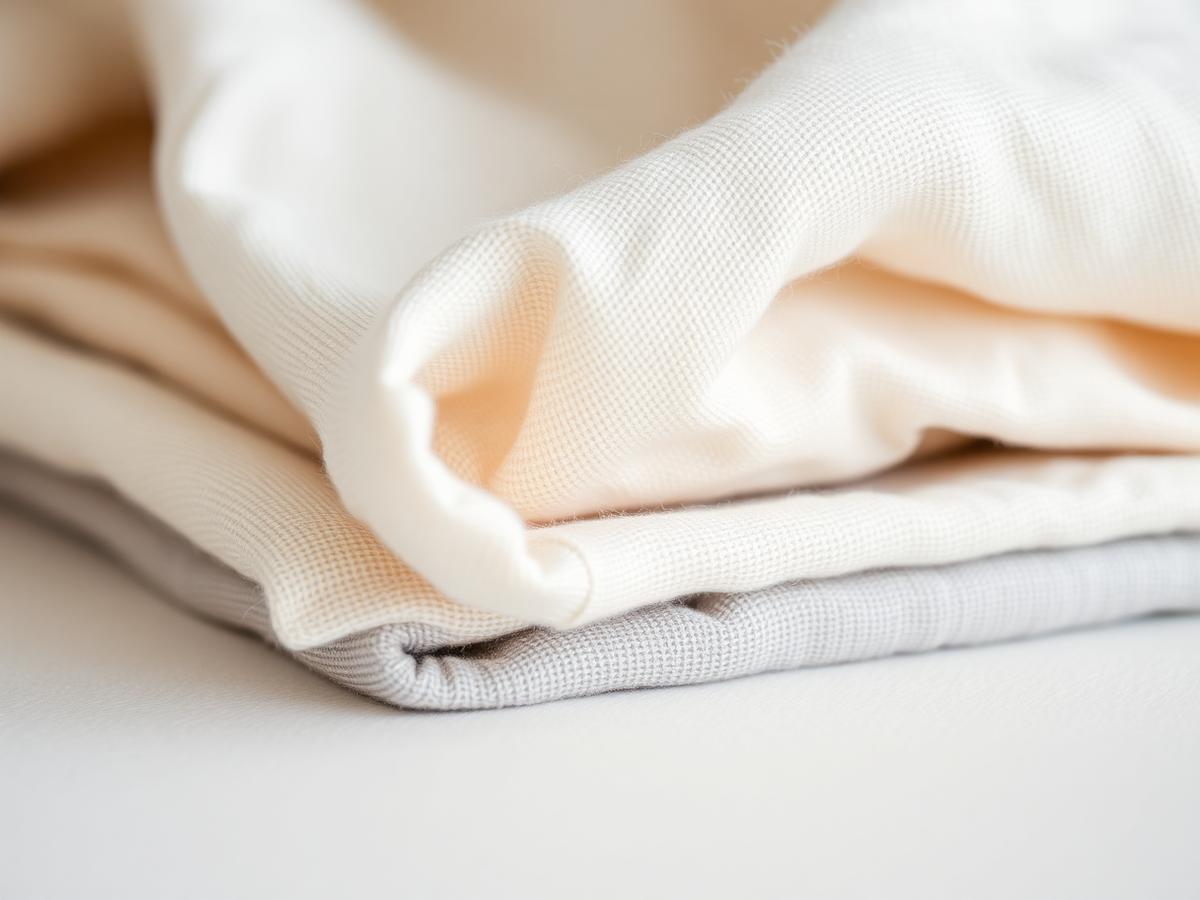 Premium cotton clothing Belgium — close-up of folded cream Spring Coton cotton fabric